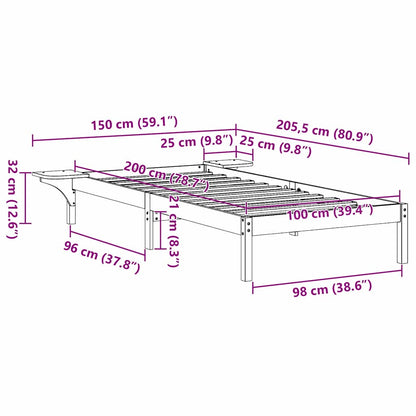 Bed Frame with Bedside Tables Brown 100 x 200 cm Wax brown