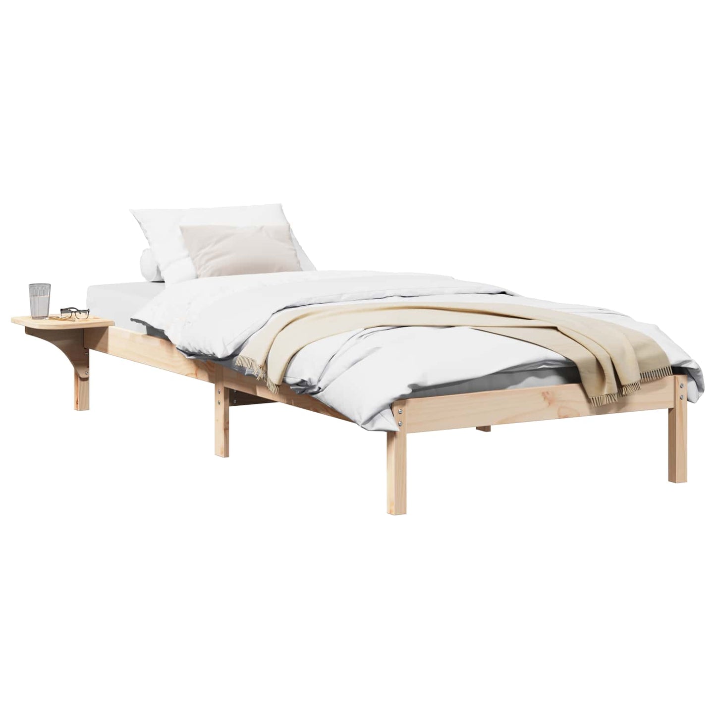 Bed Frame Natural 90 x 200 cm Solid Pine Wood