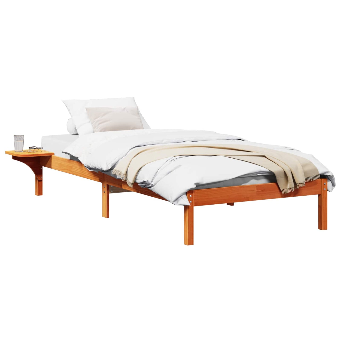 Bed Frame Wax Brown 90 x 200 cm Solid Pine Wood