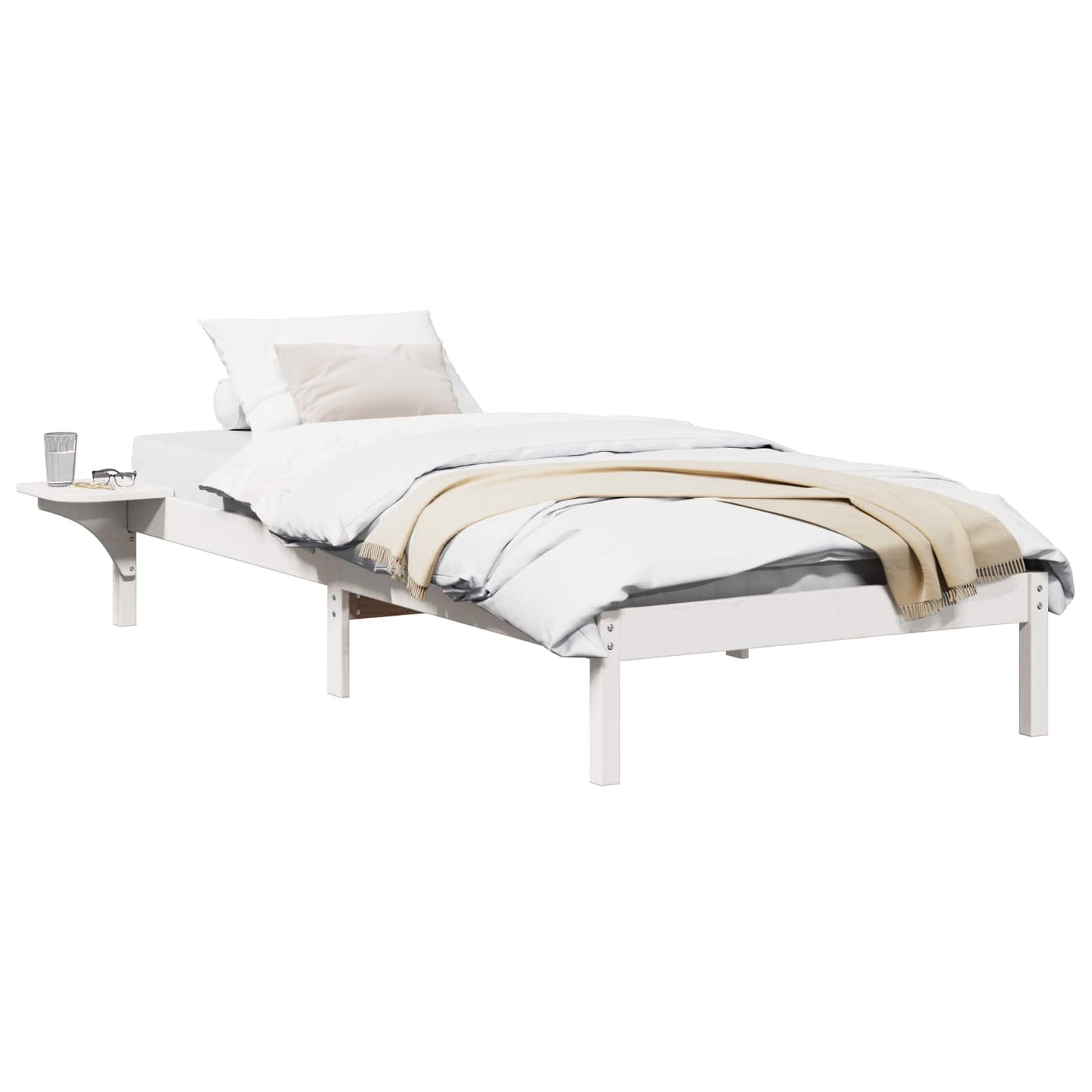 Bed Frame White 80 x 200 cm Solid Pine Wood