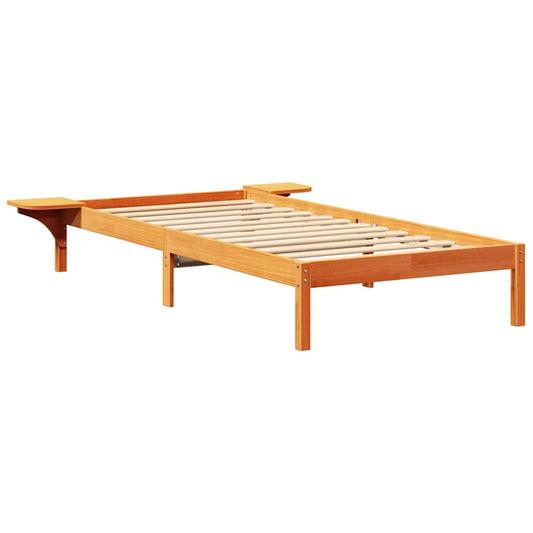 Bed Frame with Bedside Tables Brown 90 x 190 cm Wax brown