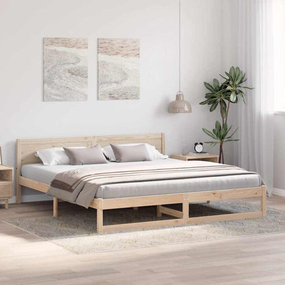 Bed Frame with Headboard Natural 200 x 200 cm Solid Pine Wood