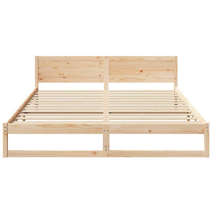 Bed Frame with Headboard Natural 200 x 200 cm Solid Pine Wood