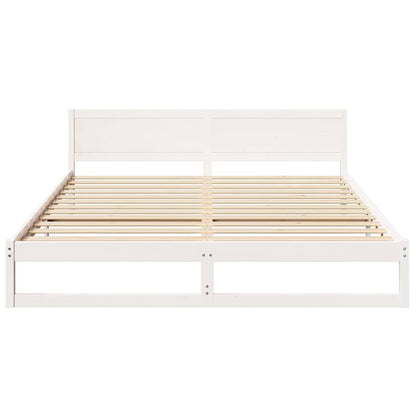 Bed Frame with Headboard White 180 x 200 cm Solid Pine Wood