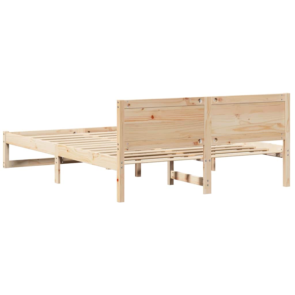 Bed Frame with Headboard Natural 140 x 200 cm Solid Pine Wood