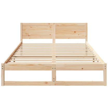 Bed Frame with Headboard Natural 140 x 200 cm Solid Pine Wood