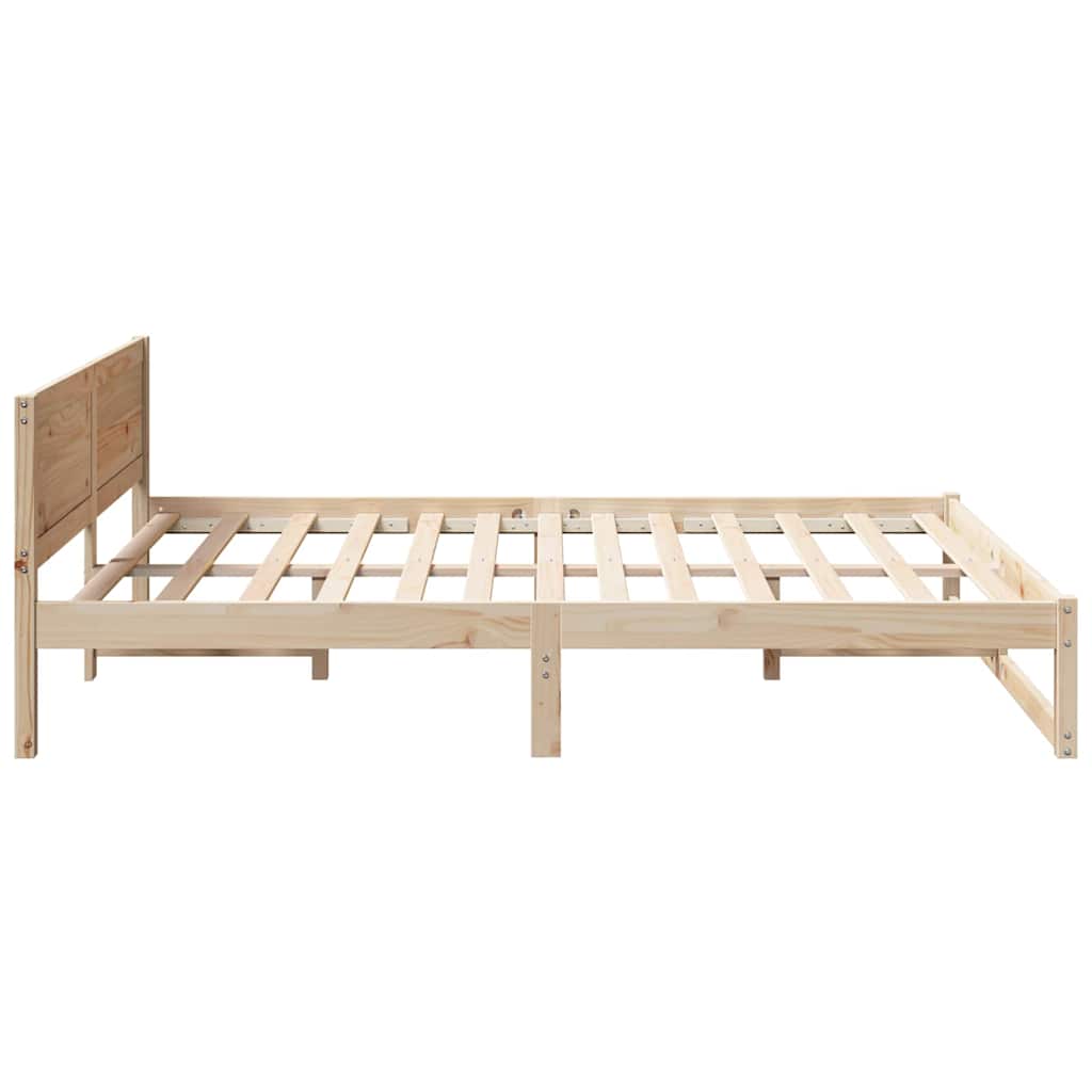 Bed Frame with Headboard Natural 140 x 200 cm Solid Pine Wood