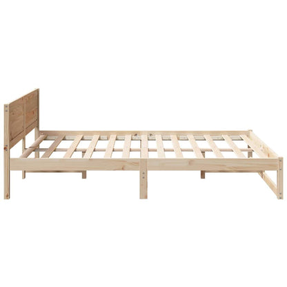 Bed Frame with Headboard Natural 140 x 200 cm Solid Pine Wood