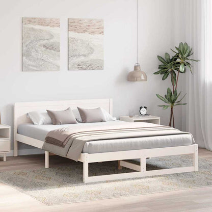 Bed Frame with Headboard White 140 x 200 cm Solid Pine Wood