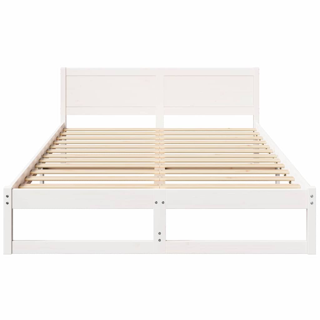 Bed Frame with Headboard White 140 x 200 cm Solid Pine Wood