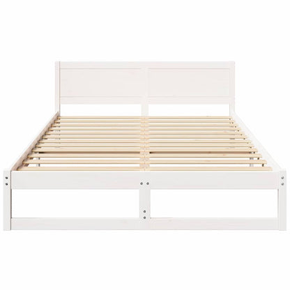 Bed Frame with Headboard White 140 x 200 cm Solid Pine Wood