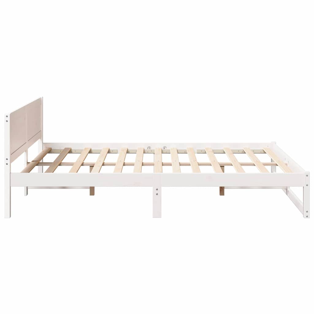Bed Frame with Headboard White 140 x 200 cm Solid Pine Wood