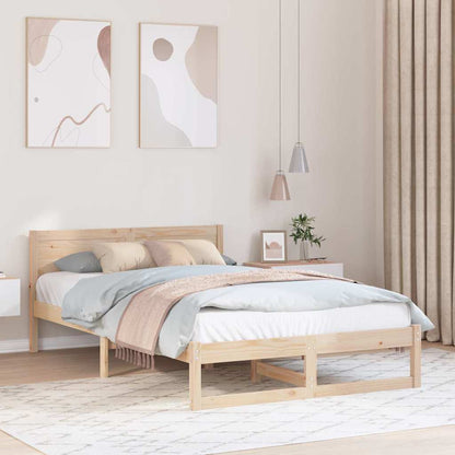 Bed Frame with Headboard Natural 120 x 200 cm Solid Pine Wood