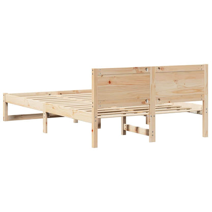 Bed Frame with Headboard Natural 120 x 200 cm Solid Pine Wood