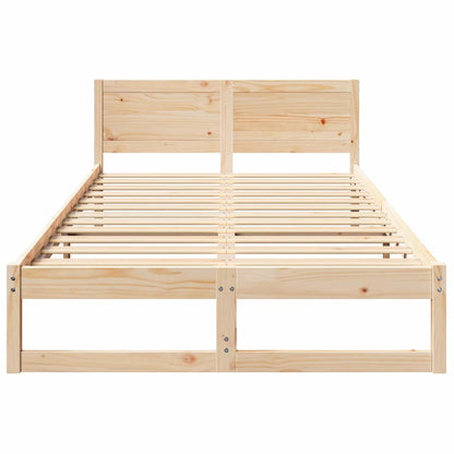 Bed Frame with Headboard Natural 120 x 200 cm Solid Pine Wood