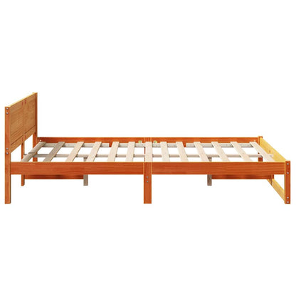 Bed Frame with Headboard Wax Brown 120 x 200 cm Solid Pine Wood