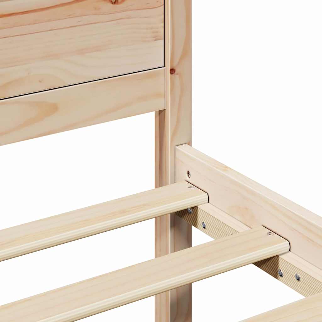 Bed Frame with Headboard Natural 140 x 190 cm Solid Pine Wood