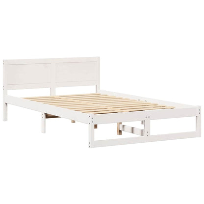 Bed Frame with Headboard White 135 x 190 cm Solid Pine Wood