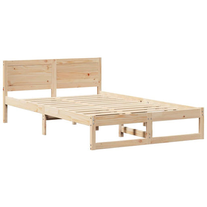 Bed Frame with Headboard Natural 120 x 190 cm Solid Pine Wood