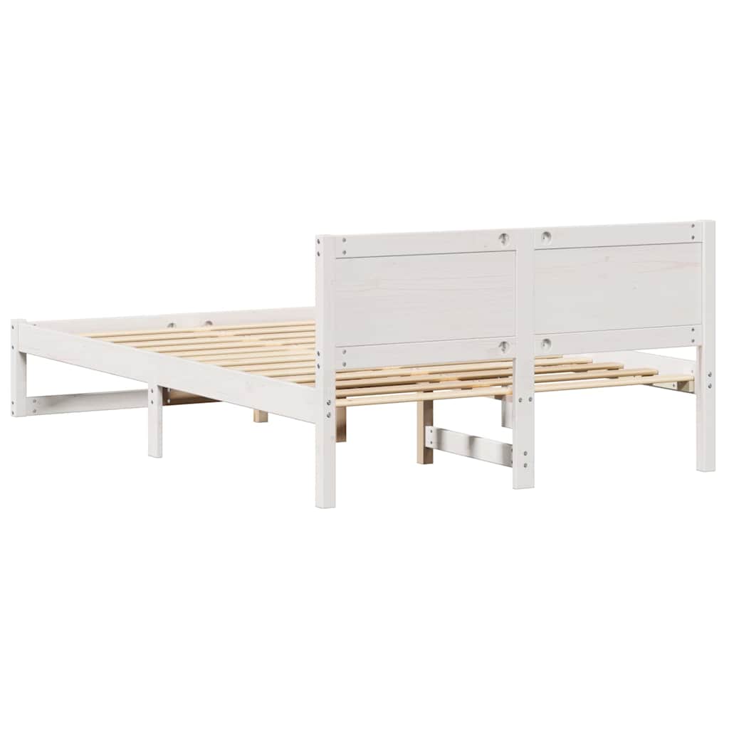 Bed Frame with Headboard White 120 x 190 cm Solid Pine Wood