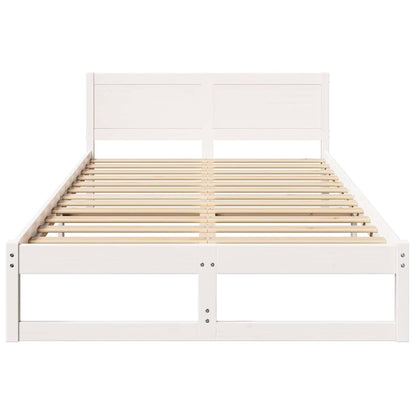 Bed Frame with Headboard White 120 x 190 cm Solid Pine Wood