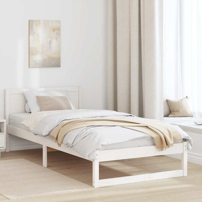 Bed Frame with Headboard White 100 x 200 cm Solid Pine Wood