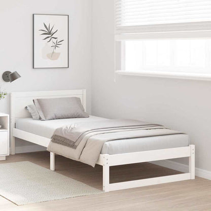 Bed Frame with Headboard White 100 x 200 cm Solid Pine Wood