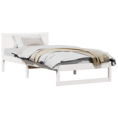Bed Frame with Headboard White 100 x 200 cm Solid Pine Wood