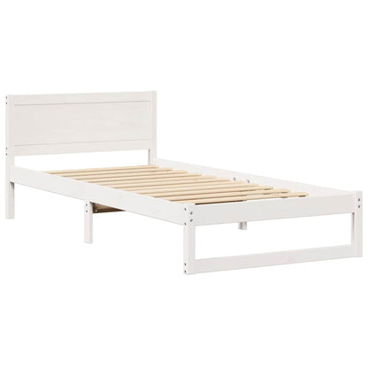 Bed Frame with Headboard White 100 x 200 cm Solid Pine Wood