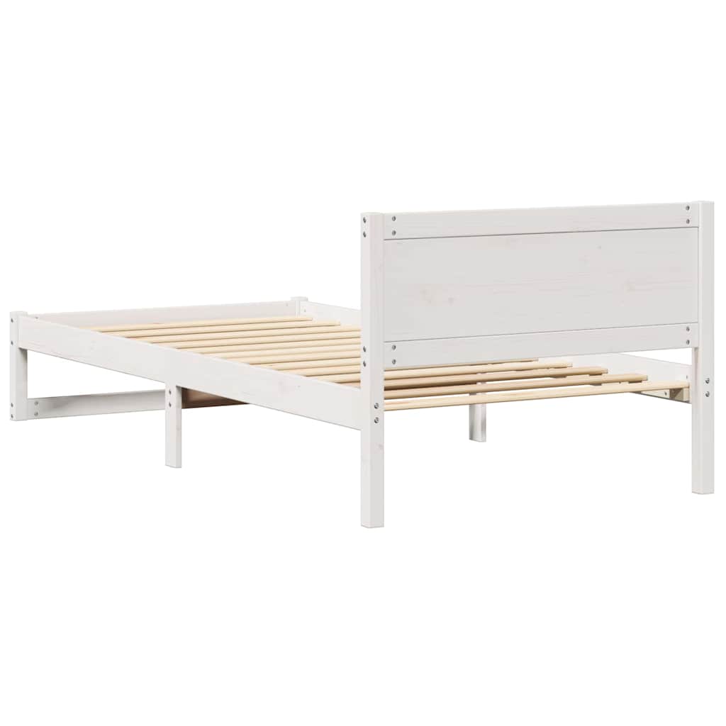 Bed Frame with Headboard White 100 x 200 cm Solid Pine Wood
