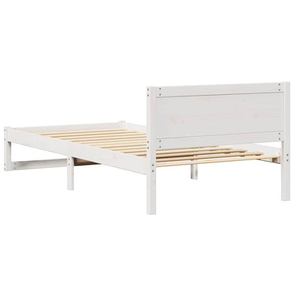 Bed Frame with Headboard White 100 x 200 cm Solid Pine Wood