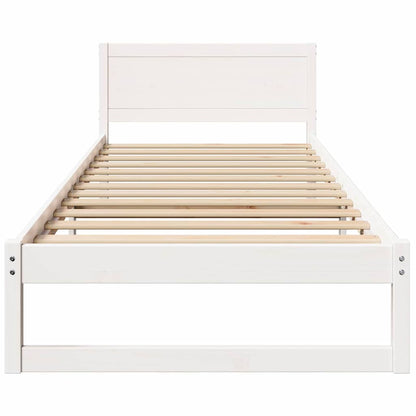 Bed Frame with Headboard White 100 x 200 cm Solid Pine Wood