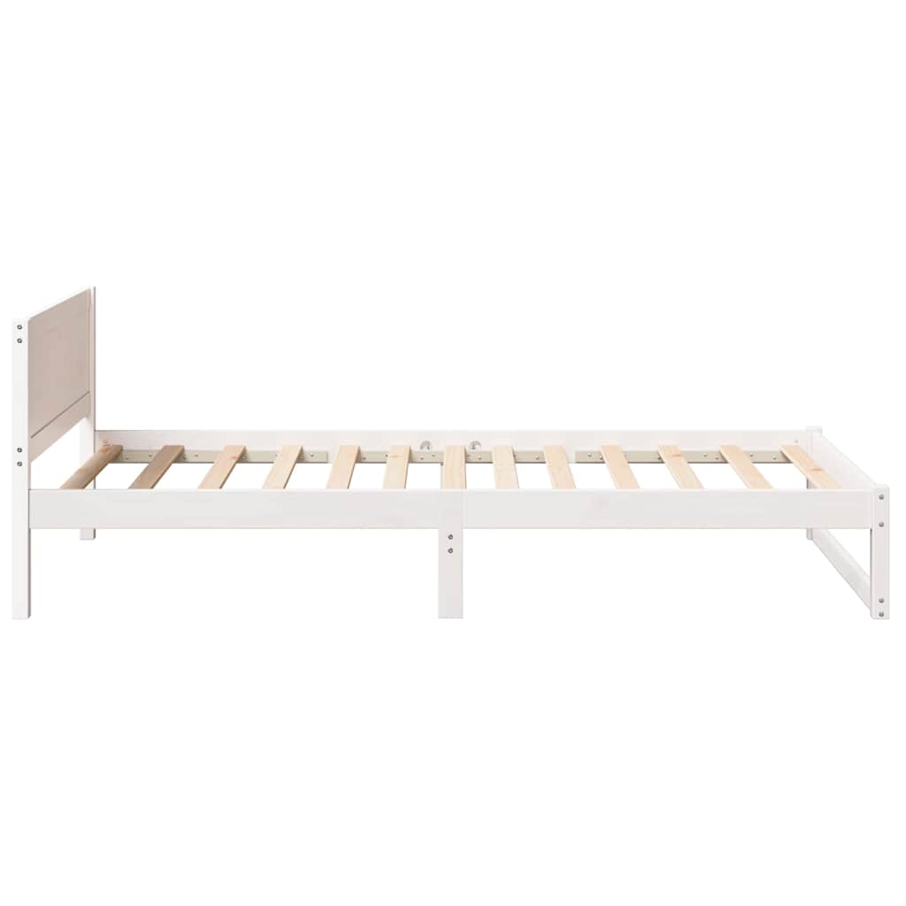 Bed Frame with Headboard White 100 x 200 cm Solid Pine Wood