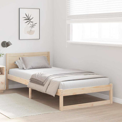 Bed Frame with Headboard Natural 80 x 200 cm Solid Pine Wood