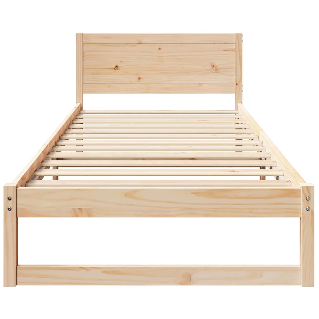 Bed Frame with Headboard Natural 80 x 200 cm Solid Pine Wood