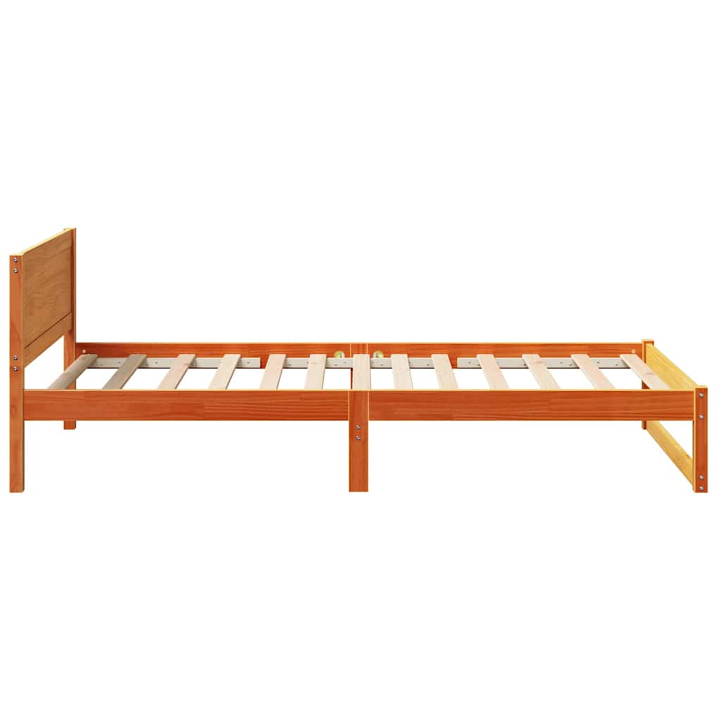 Bed Frame with Headboard Wax Brown 80 x 200 cm Solid Pine Wood
