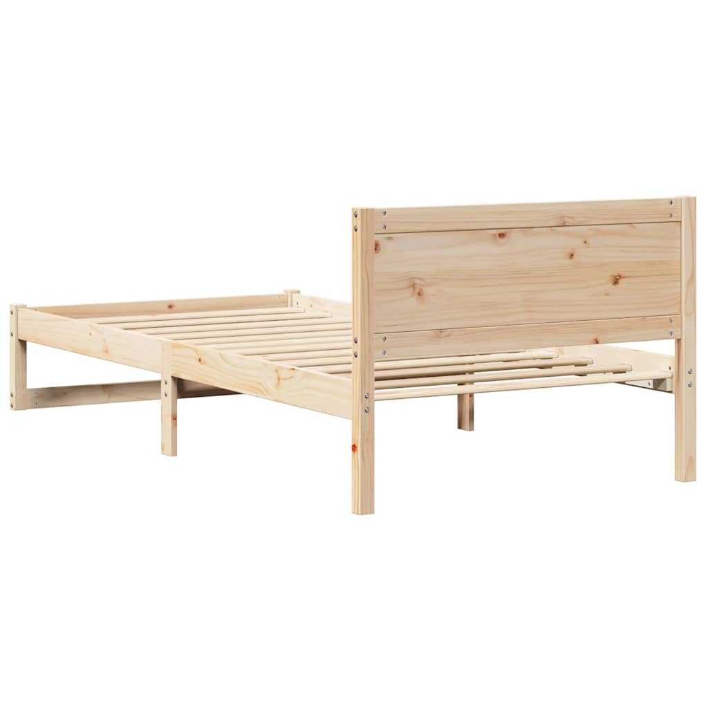 Bed Frame with Headboard Natural 90 x 190 cm Solid Pine Wood