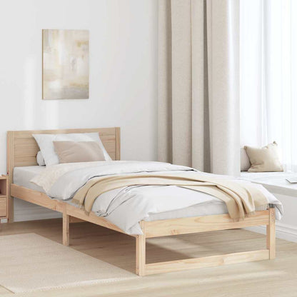 Bed Frame with Headboard Natural 75 x 190 cm Solid Pine Wood