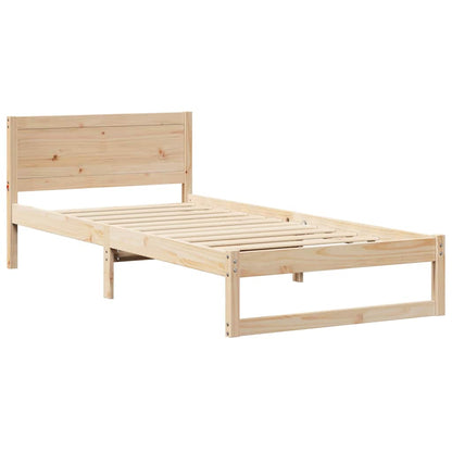 Bed Frame with Headboard Natural 75 x 190 cm Solid Pine Wood