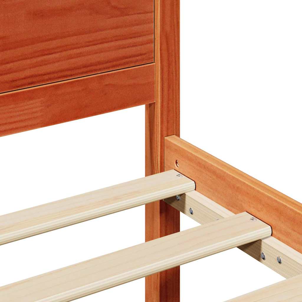 Bed Frame with Headboard Wax Brown 75 x 190 cm Solid Pine Wood