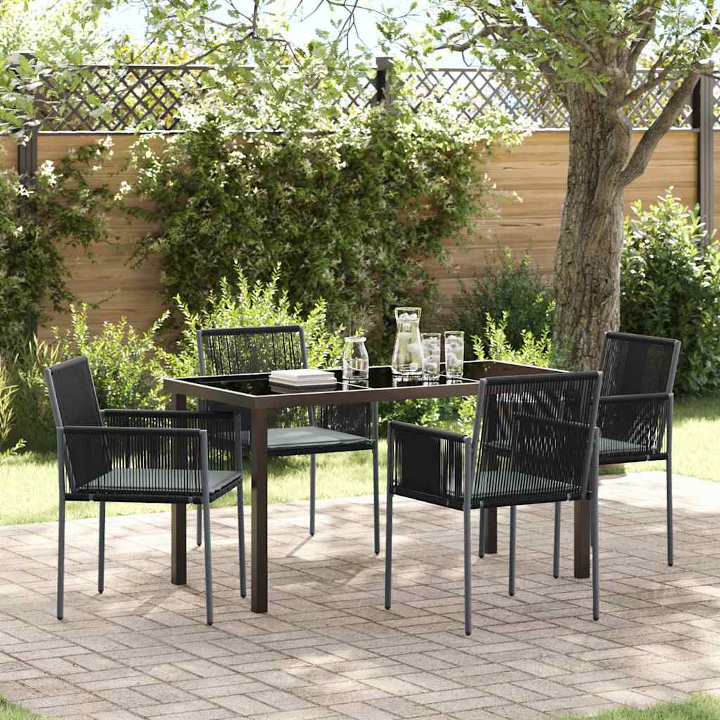 Garden Dining Set 5 pcs Black PE Rattan