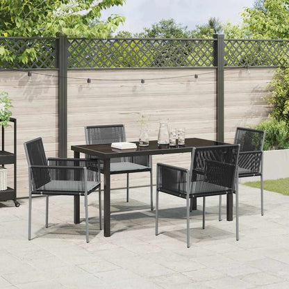 Garden Dining Set 5 pcs Black PE Rattan