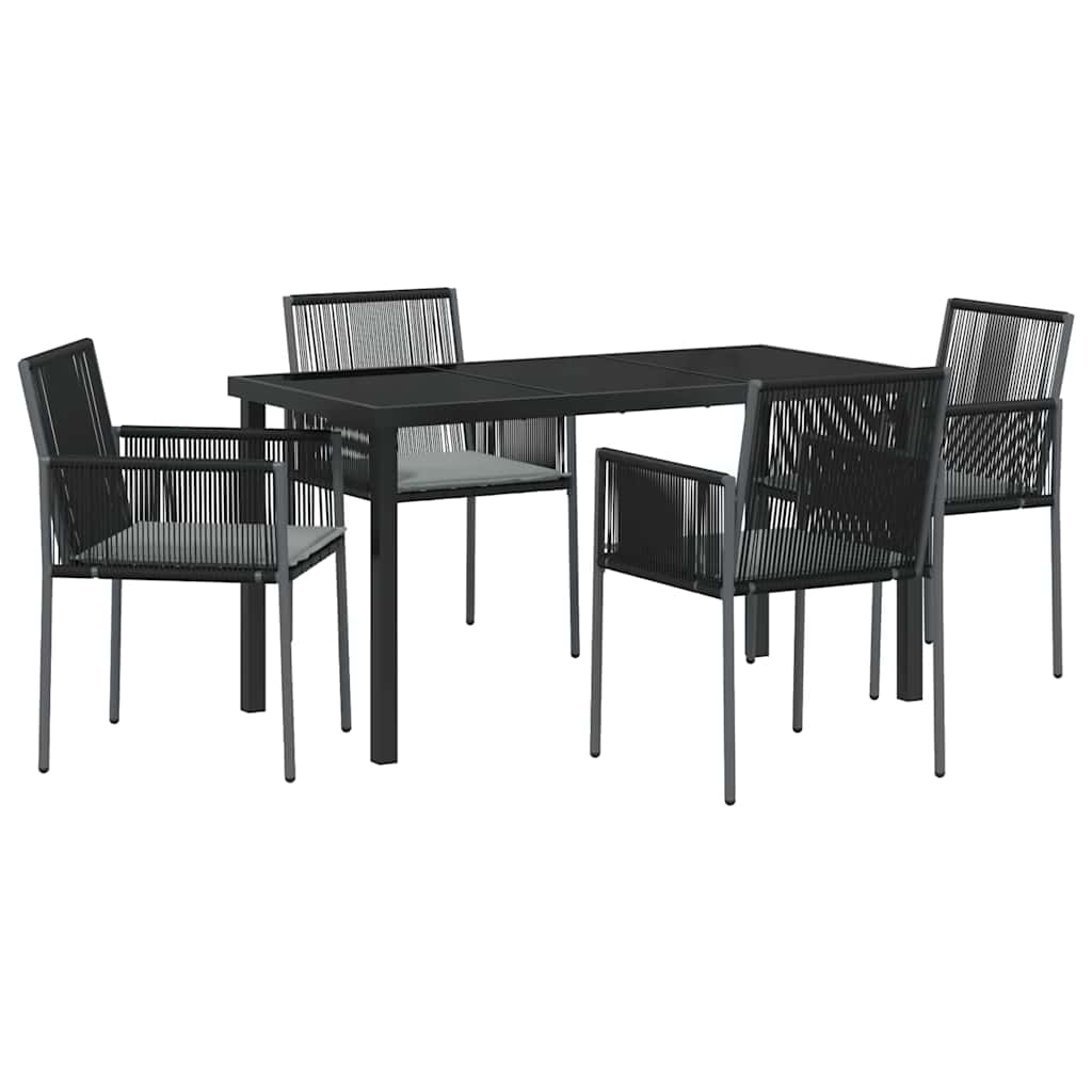 Garden Dining Set 5 pcs Black PE Rattan