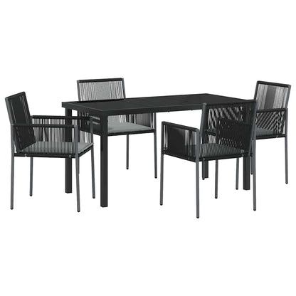 Garden Dining Set 5 pcs Black PE Rattan