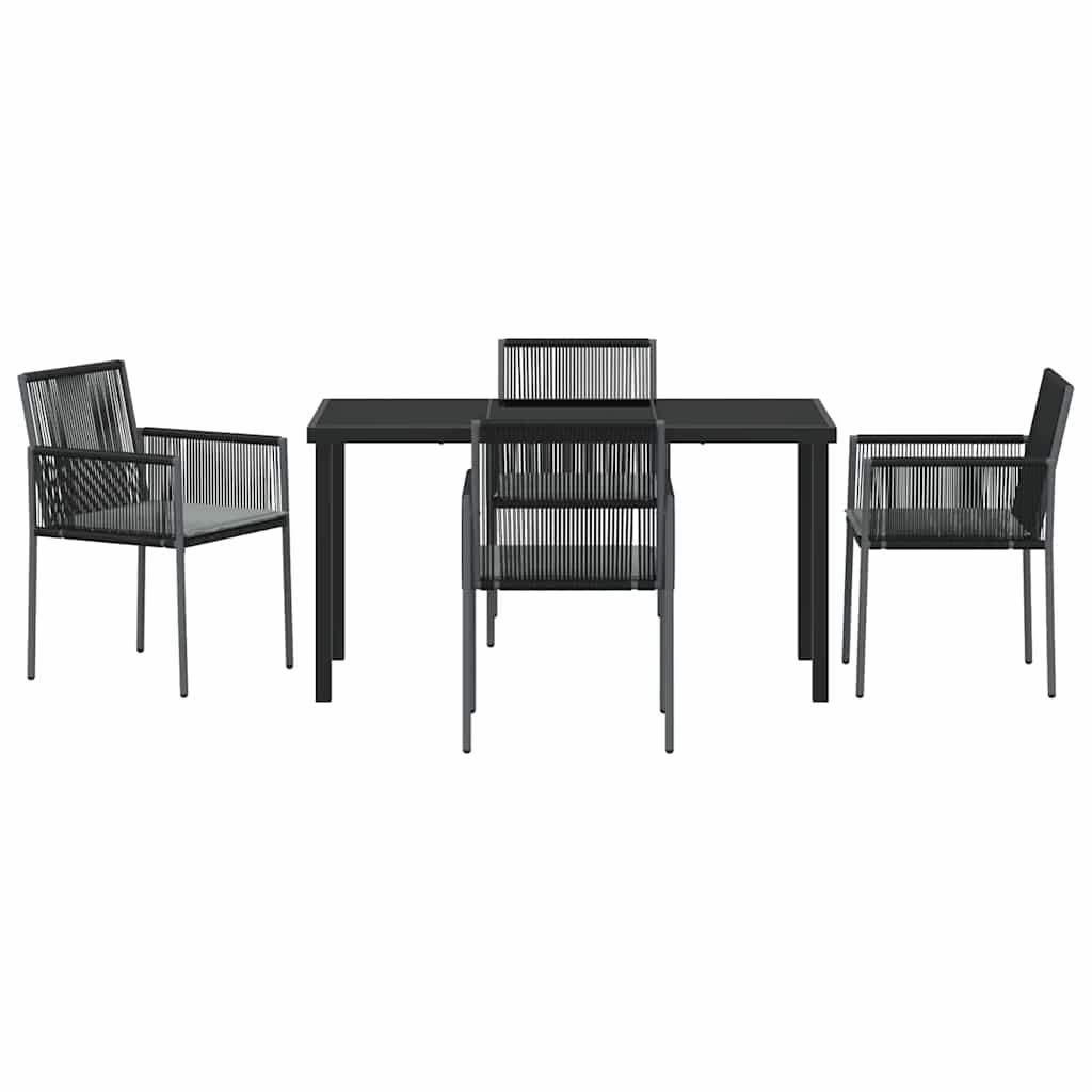 Garden Dining Set 5 pcs Black PE Rattan
