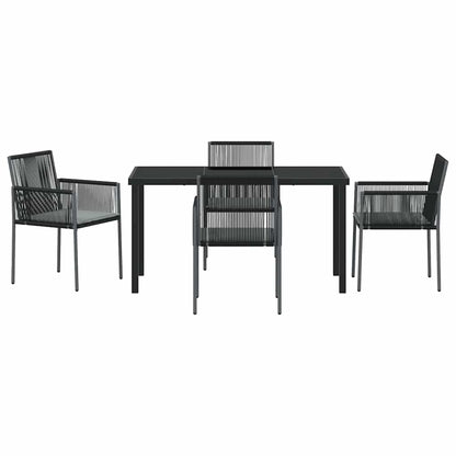 Garden Dining Set 5 pcs Black PE Rattan