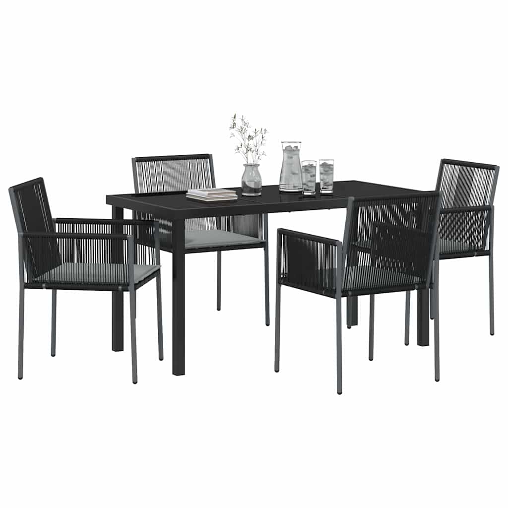Garden Dining Set 5 pcs Black PE Rattan