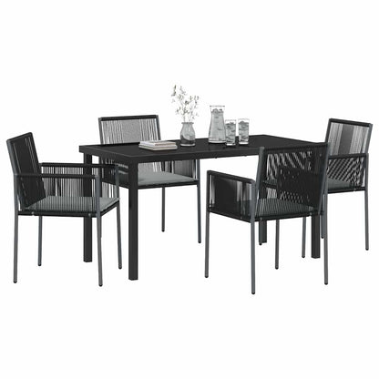 Garden Dining Set 5 pcs Black PE Rattan