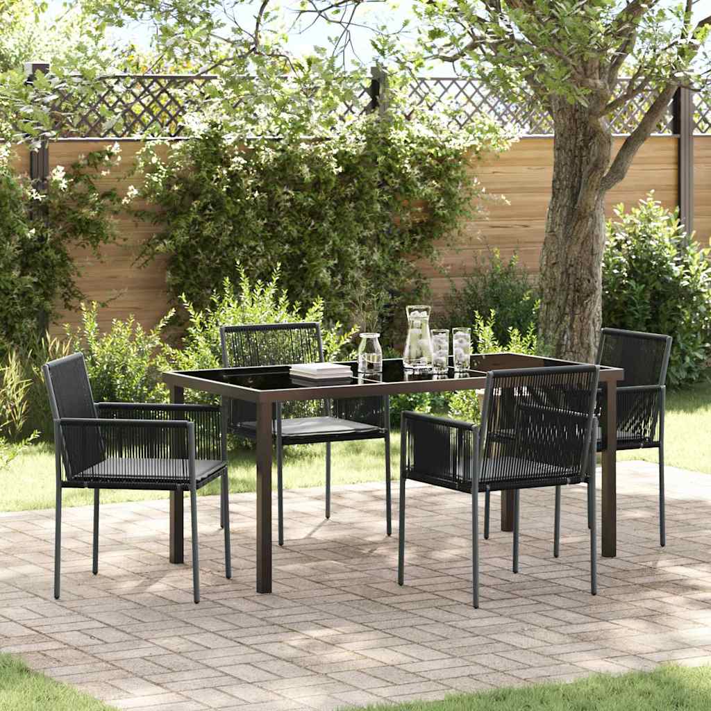 Garden Dining Set 5 pcs Black PE Rattan