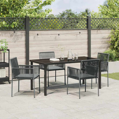 Garden Dining Set 5 pcs Black PE Rattan
